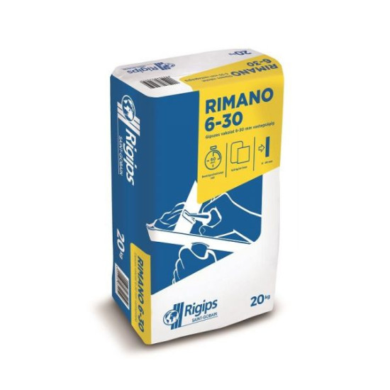 Rigips RIMANO 6-30 gipszes beltéri kézi vakolat 20 kg