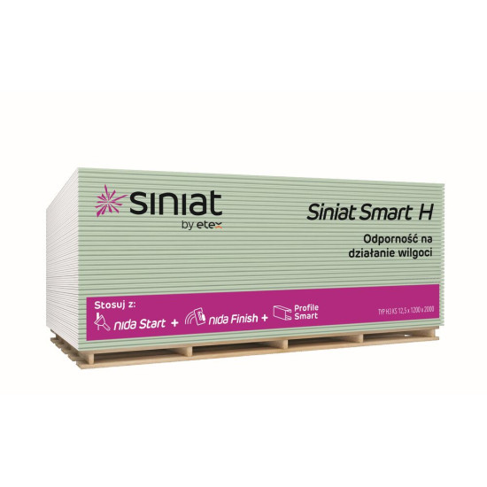Siniat Smart H Impregnált gipszkarton lap 12,5x1250x2000 mm