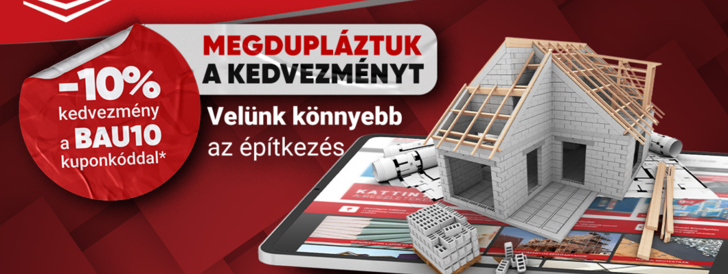 Megdupláztuk a kedvezményt! Most minden termékre 10% kedvezmény, bruttó 1 millió Ft feletti vásárlás esetén! Megdupláztuk a kedvezményt! Most minden termékre 10% kedvezmény, bruttó 1 millió Ft feletti vásárlás esetén!